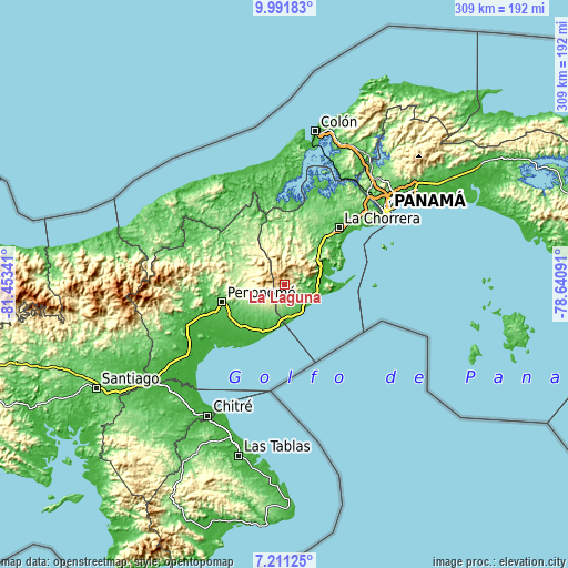 Topographic map of La Laguna
