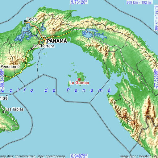 Topographic map of La Guinea