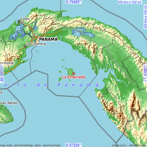 Topographic map of La Ensenada