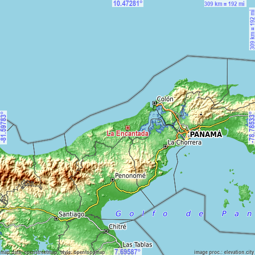 Topographic map of La Encantada