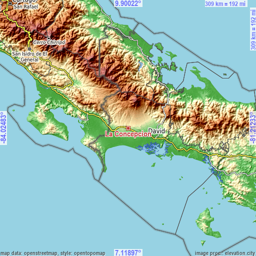 Topographic map of La Concepción