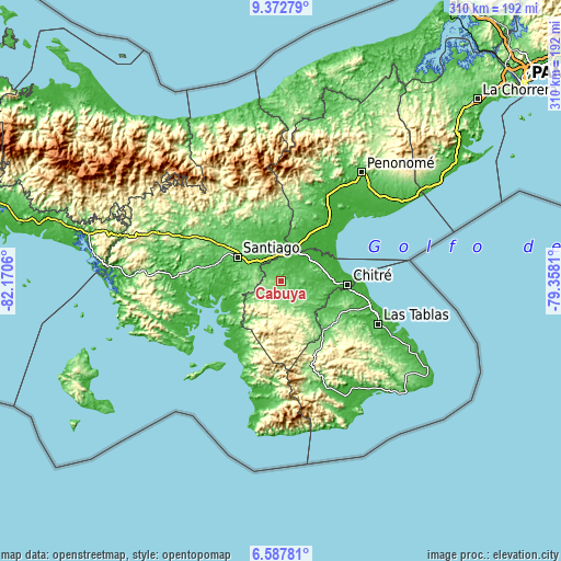 Topographic map of Cabuya