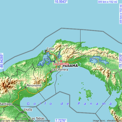 Topographic map of La Cabima