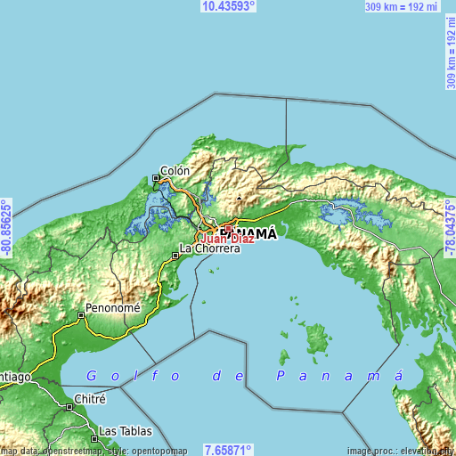 Topographic map of Juan Díaz