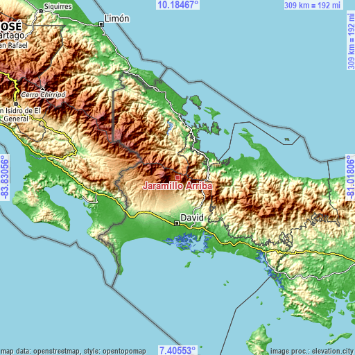 Topographic map of Jaramillo Arriba