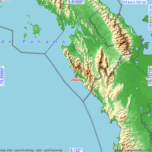 Topographic map of Jaqué