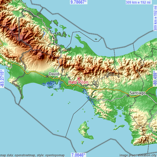 Topographic map of Hato Pilón