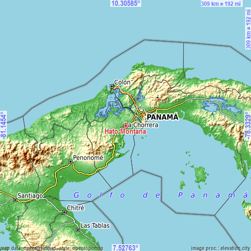 Topographic map of Hato Montaña