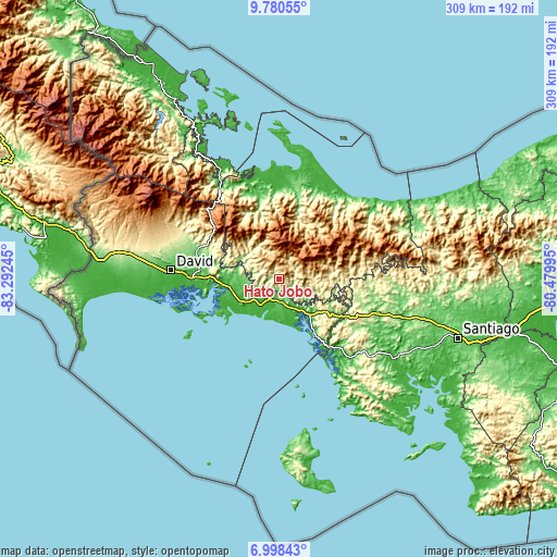 Topographic map of Hato Jobo