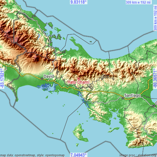 Topographic map of Hato Chami