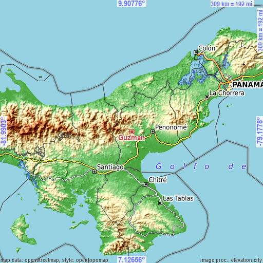 Topographic map of Guzman