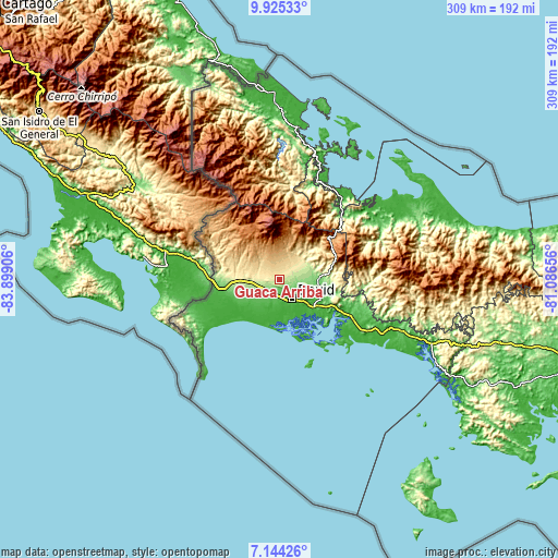 Topographic map of Guaca Arriba