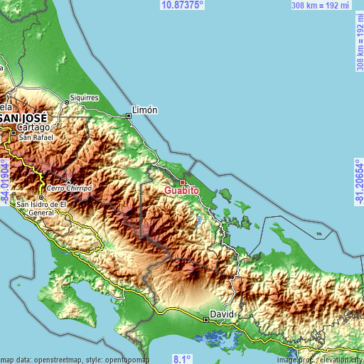 Topographic map of Guabito