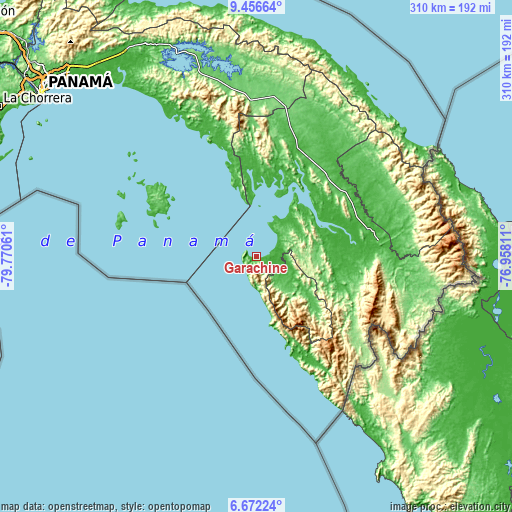 Topographic map of Garachiné