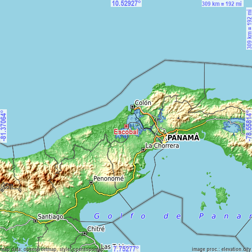 Topographic map of Escobal