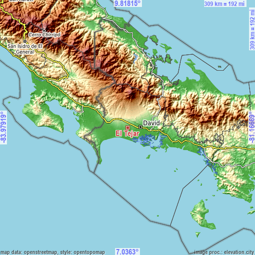 Topographic map of El Tejar