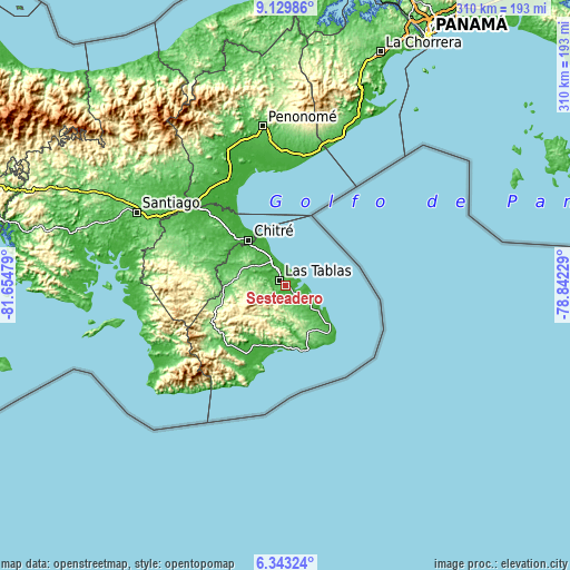 Topographic map of Sesteadero