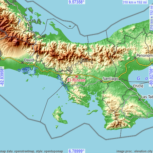 Topographic map of El Rincón