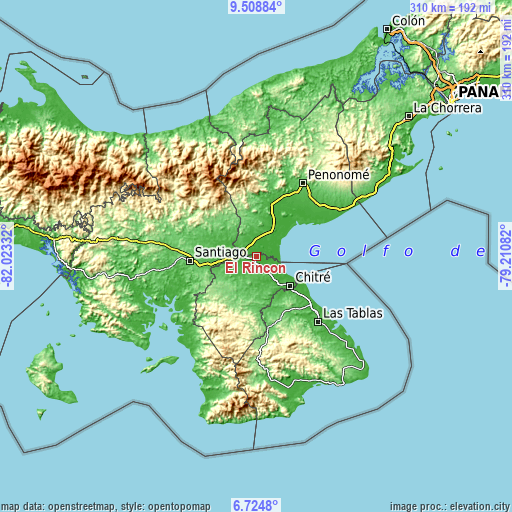 Topographic map of El Rincón