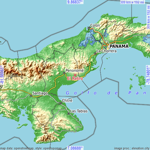 Topographic map of El Retiro