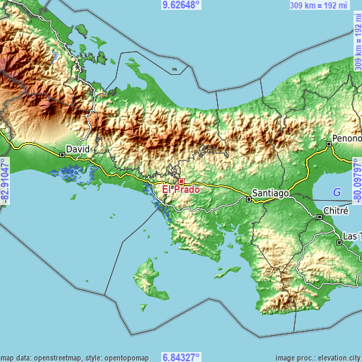 Topographic map of El Prado