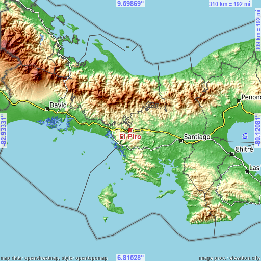 Topographic map of El Piro