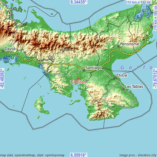 Topographic map of El Pilón