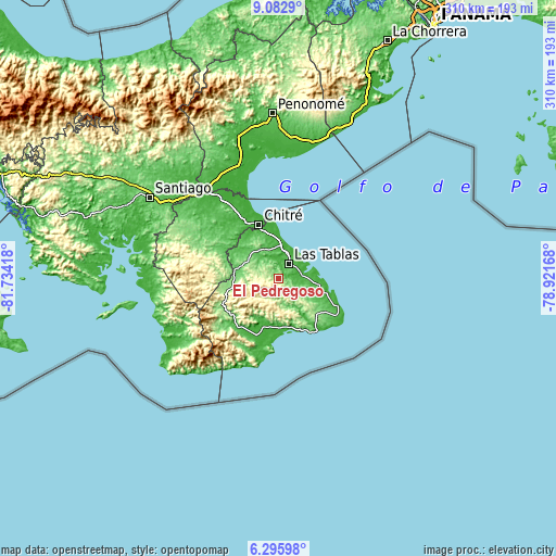 Topographic map of El Pedregoso
