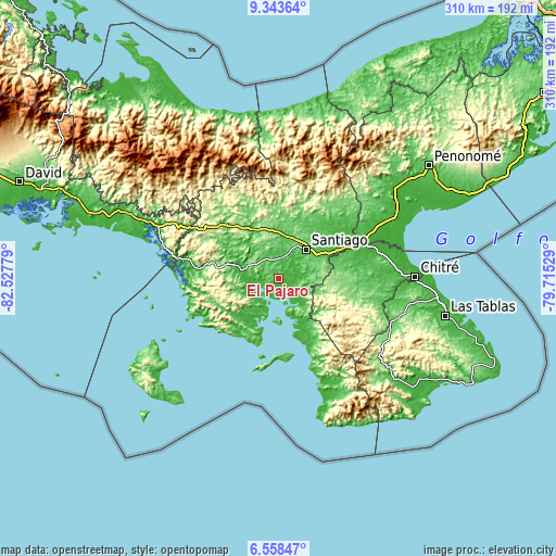 Topographic map of El Pájaro