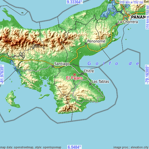 Topographic map of El Pájaro