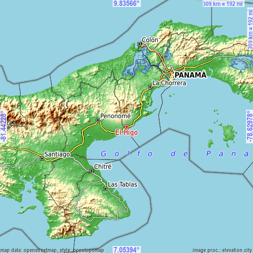 Topographic map of El Higo