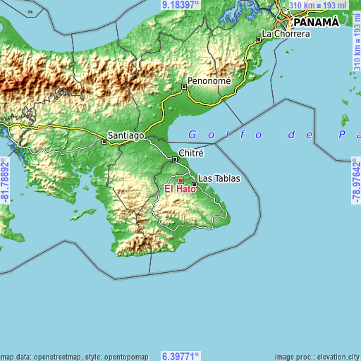 Topographic map of El Hato