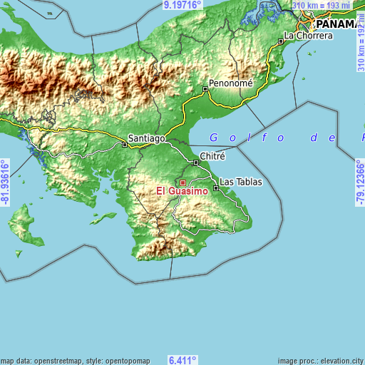 Topographic map of El Guásimo