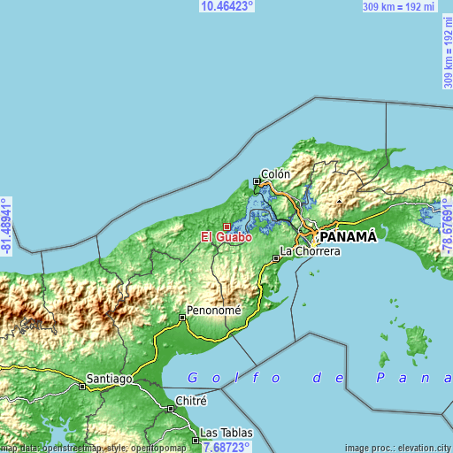 Topographic map of El Guabo