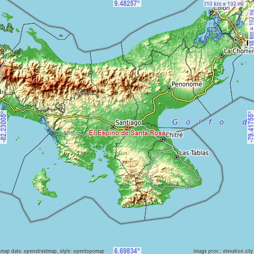 Topographic map of El Espino de Santa Rosa