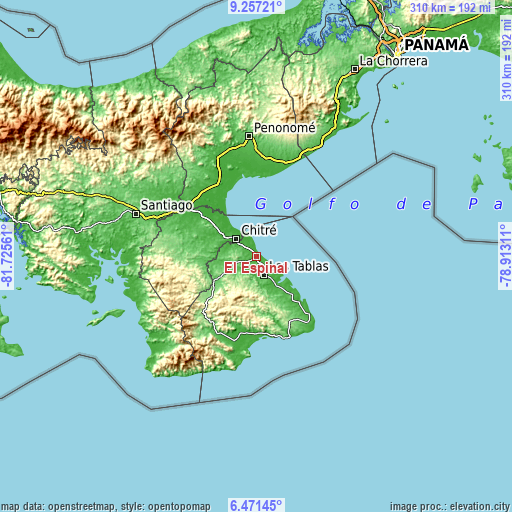 Topographic map of El Espinal