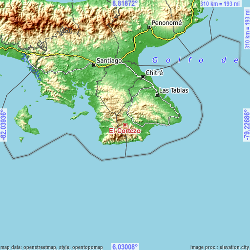 Topographic map of El Cortezo