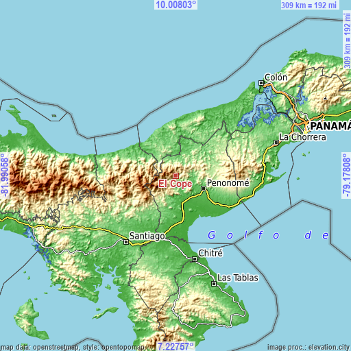 Topographic map of El Copé