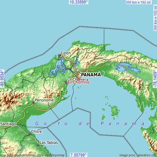 Topographic map of El Chorrillo