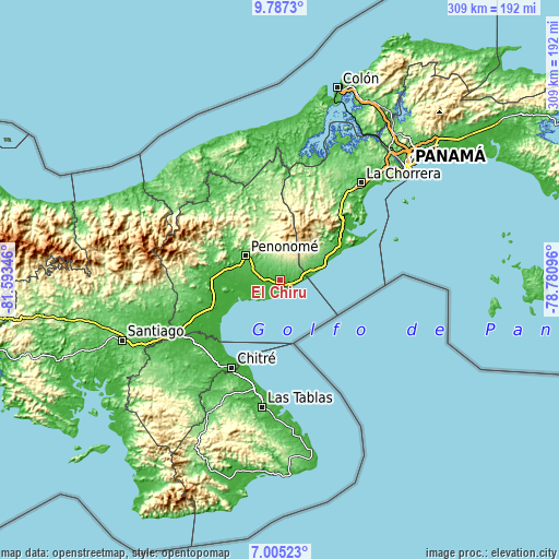 Topographic map of El Chirú