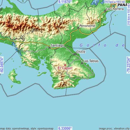 Topographic map of El Capurí