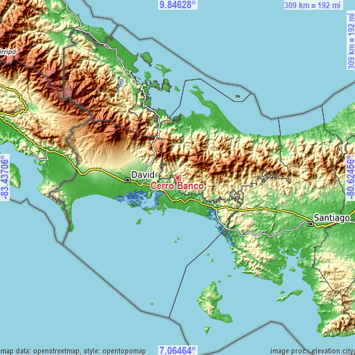 Topographic map of Cerro Banco