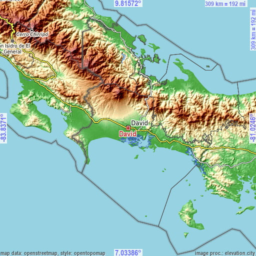 Topographic map of David