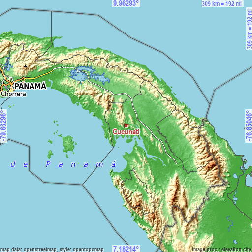 Topographic map of Cucunatí