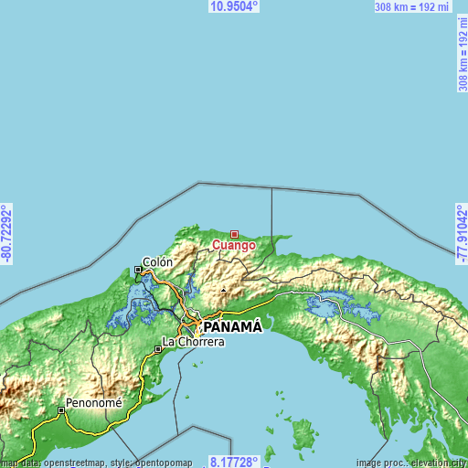 Topographic map of Cuango