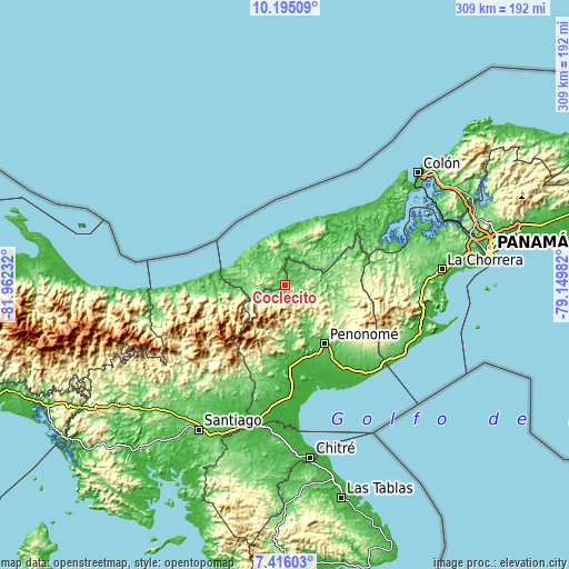 Topographic map of Coclecito