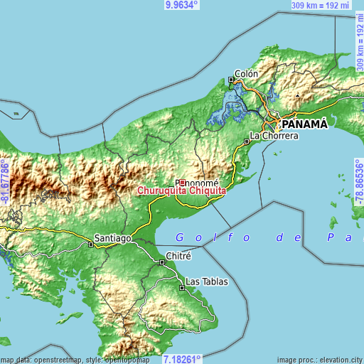 Topographic map of Churuquita Chiquita