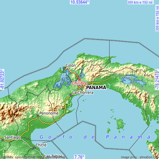 Topographic map of Chilibre