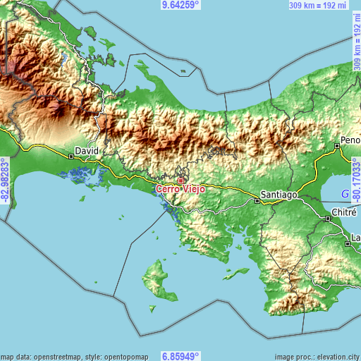 Topographic map of Cerro Viejo