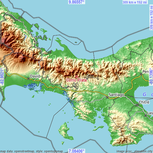 Topographic map of Cerro Plata